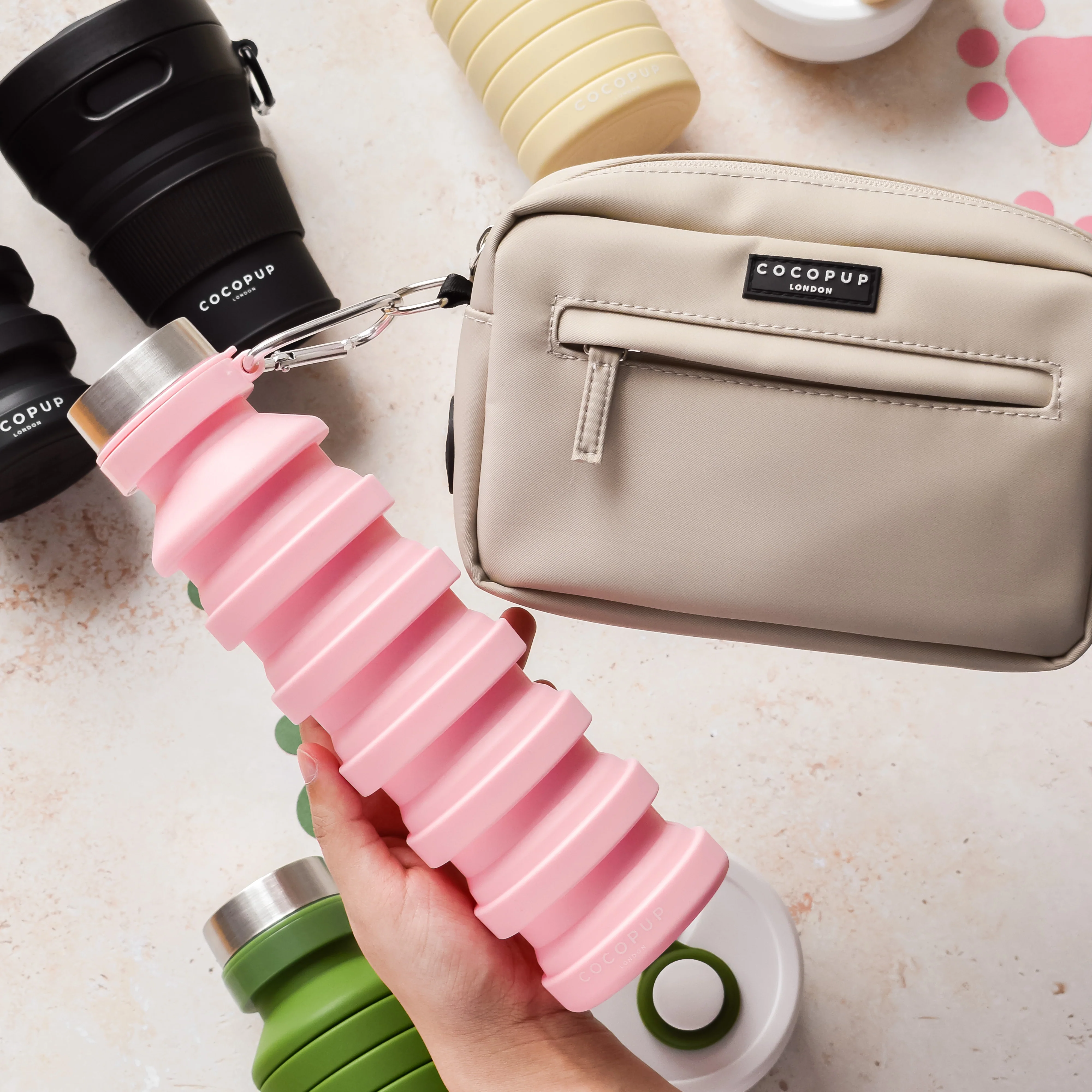 Collapsible Water Bottle - Pink - Image 3