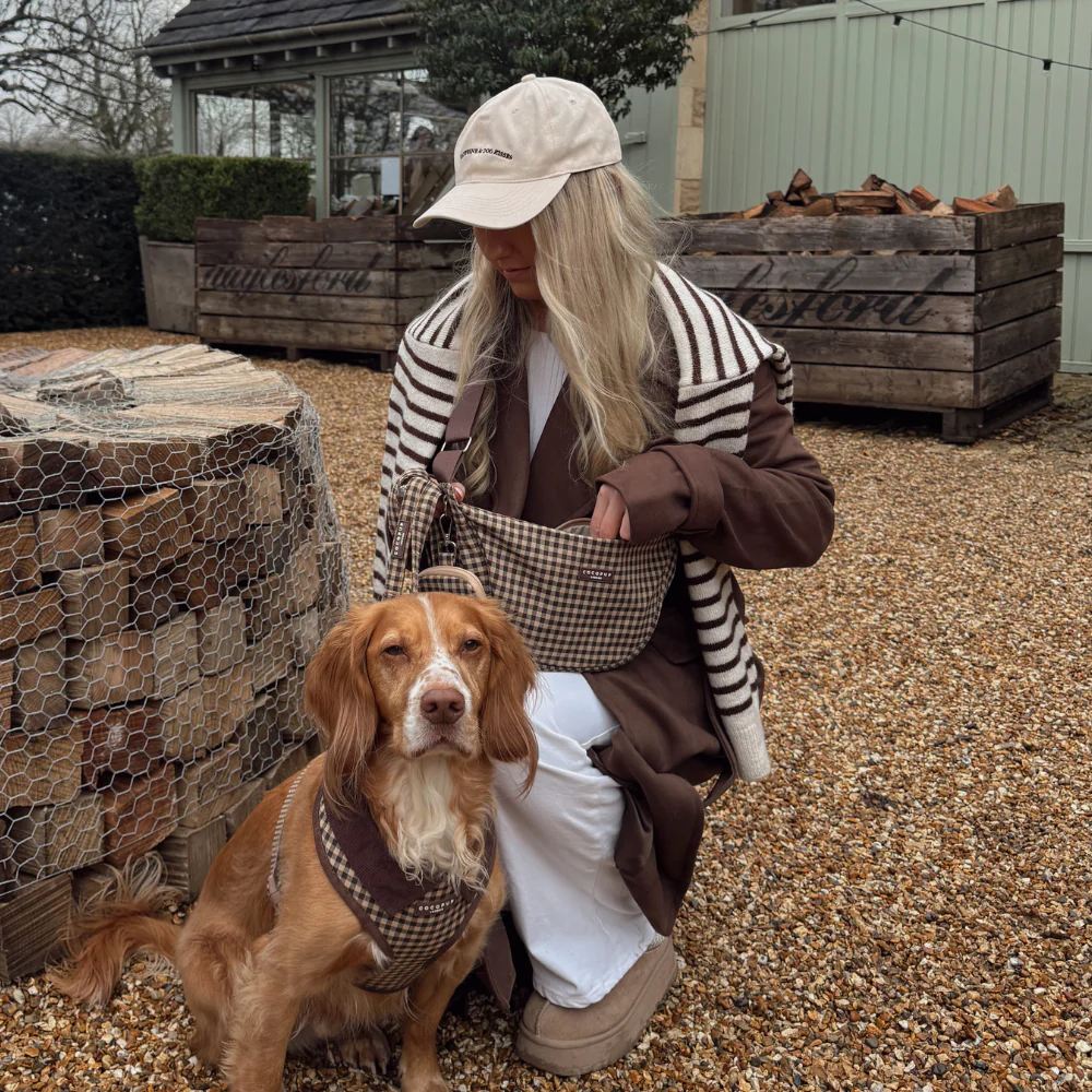 Crossbody Crescent Dog Walking Bag Bundle - Cotswold Check - Image 8