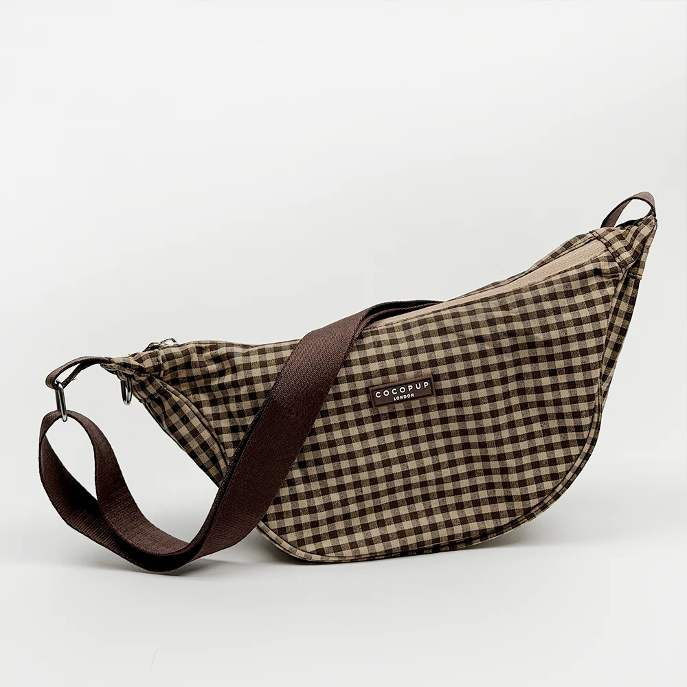Crossbody Crescent Dog Walking Bag Bundle - Cotswold Check - Image 4