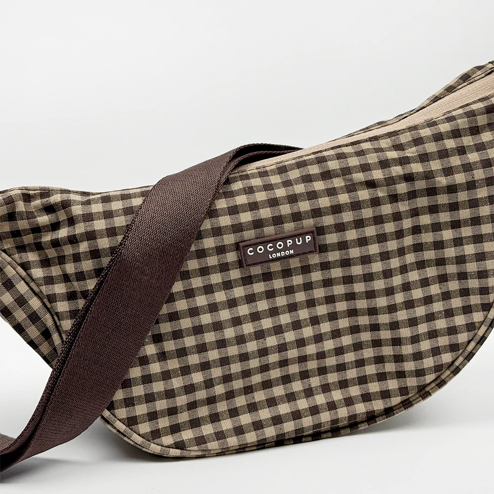 Crossbody Crescent Dog Walking Bag Bundle - Cotswold Check - Image 5