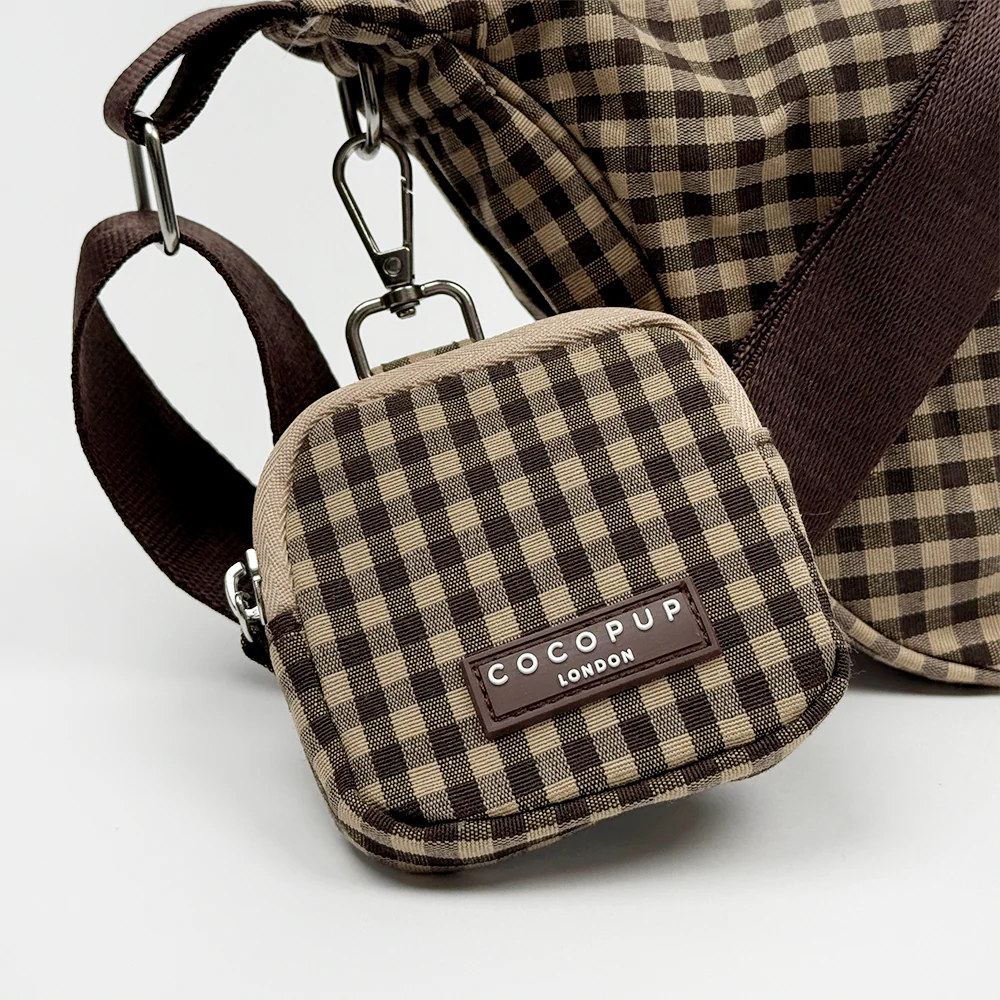 Crossbody Crescent Dog Walking Bag Bundle - Cotswold Check - Image 6