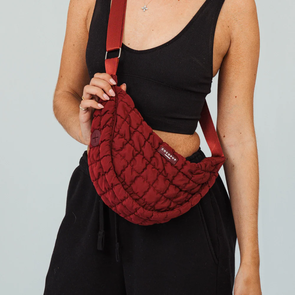 Crossbody Crescent Dog Walking Bag Bundle - Merlot - Image 6