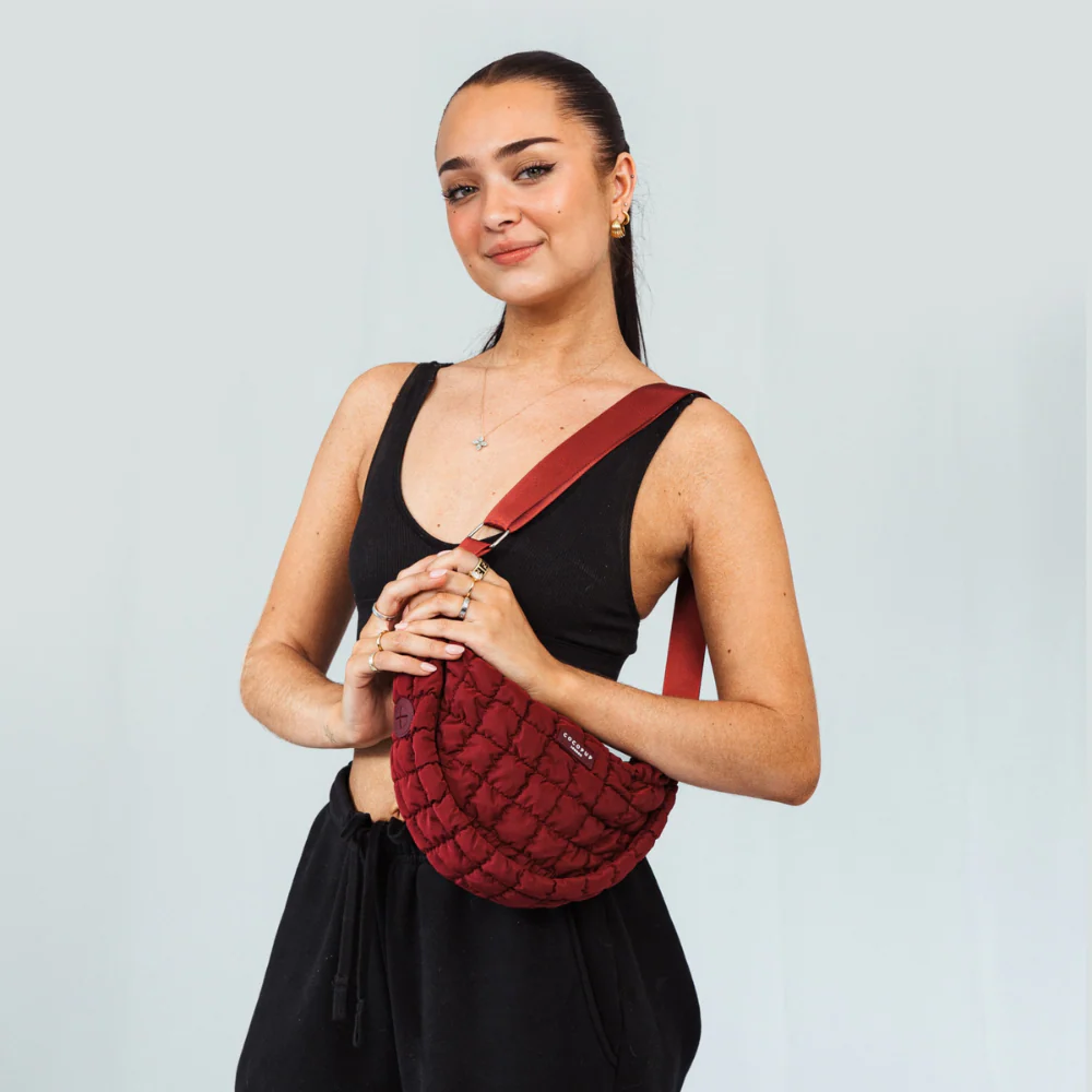 Crossbody Crescent Dog Walking Bag Bundle - Merlot - Image 7