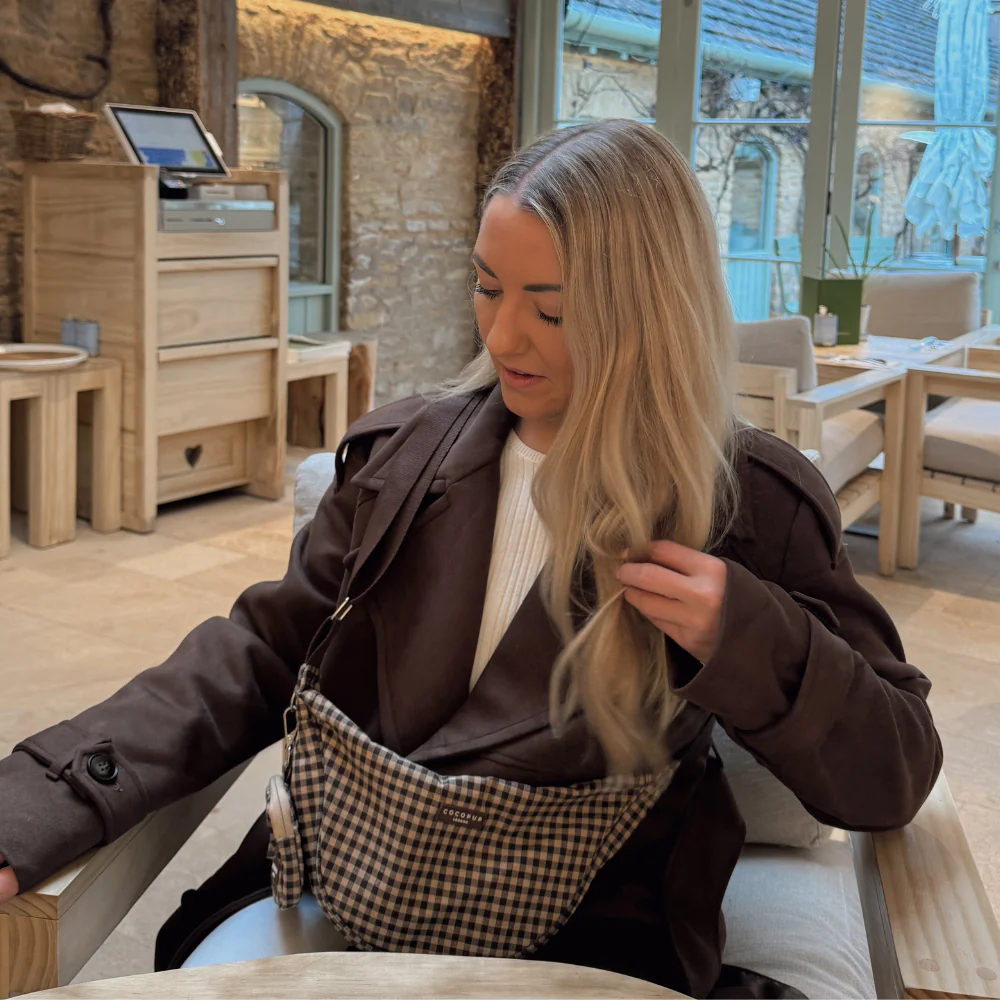 Crossbody Crescent Dog Walking Bag Bundle - Cotswold Check - Image 12