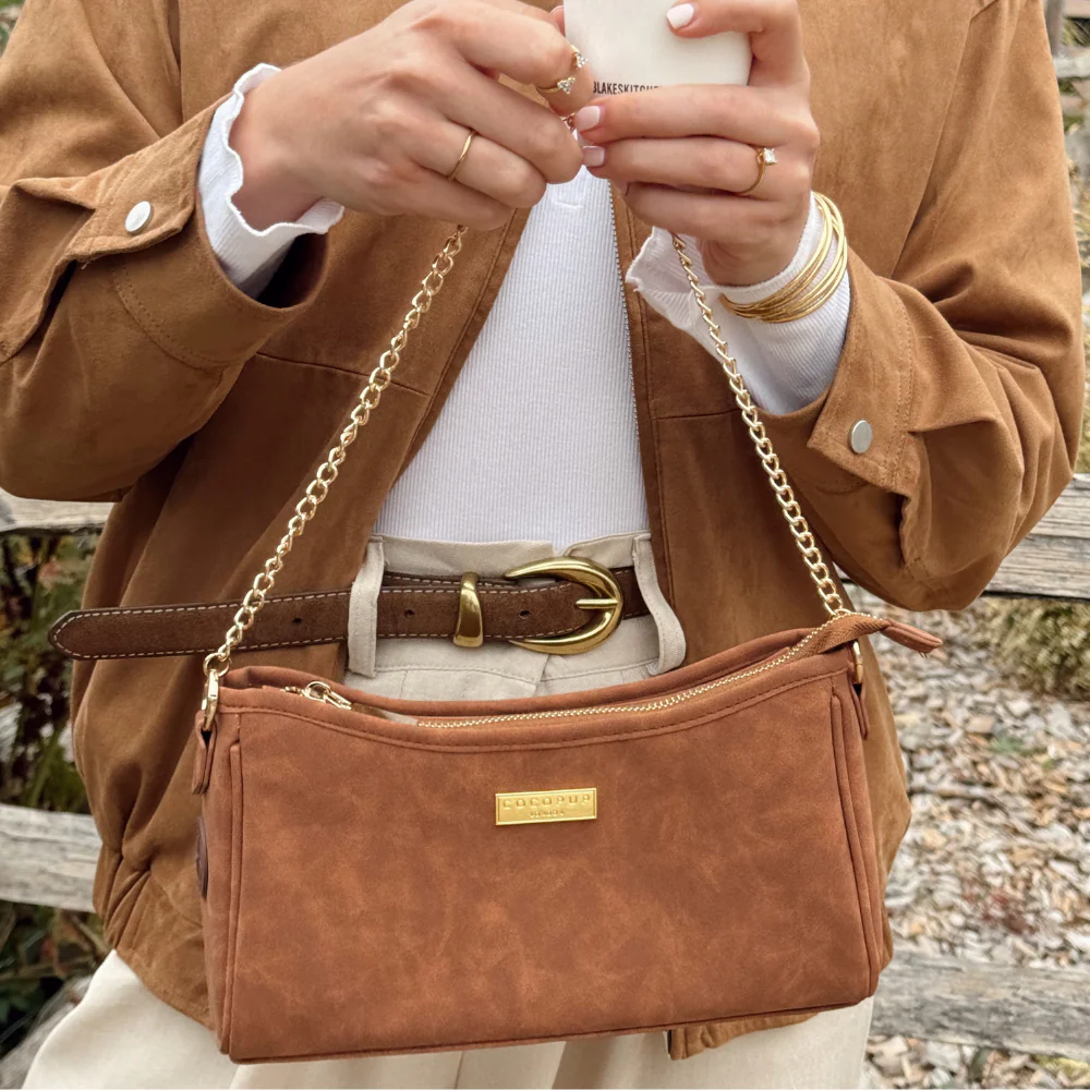 Dog Walking Bag - Tan Suedette - Image 5