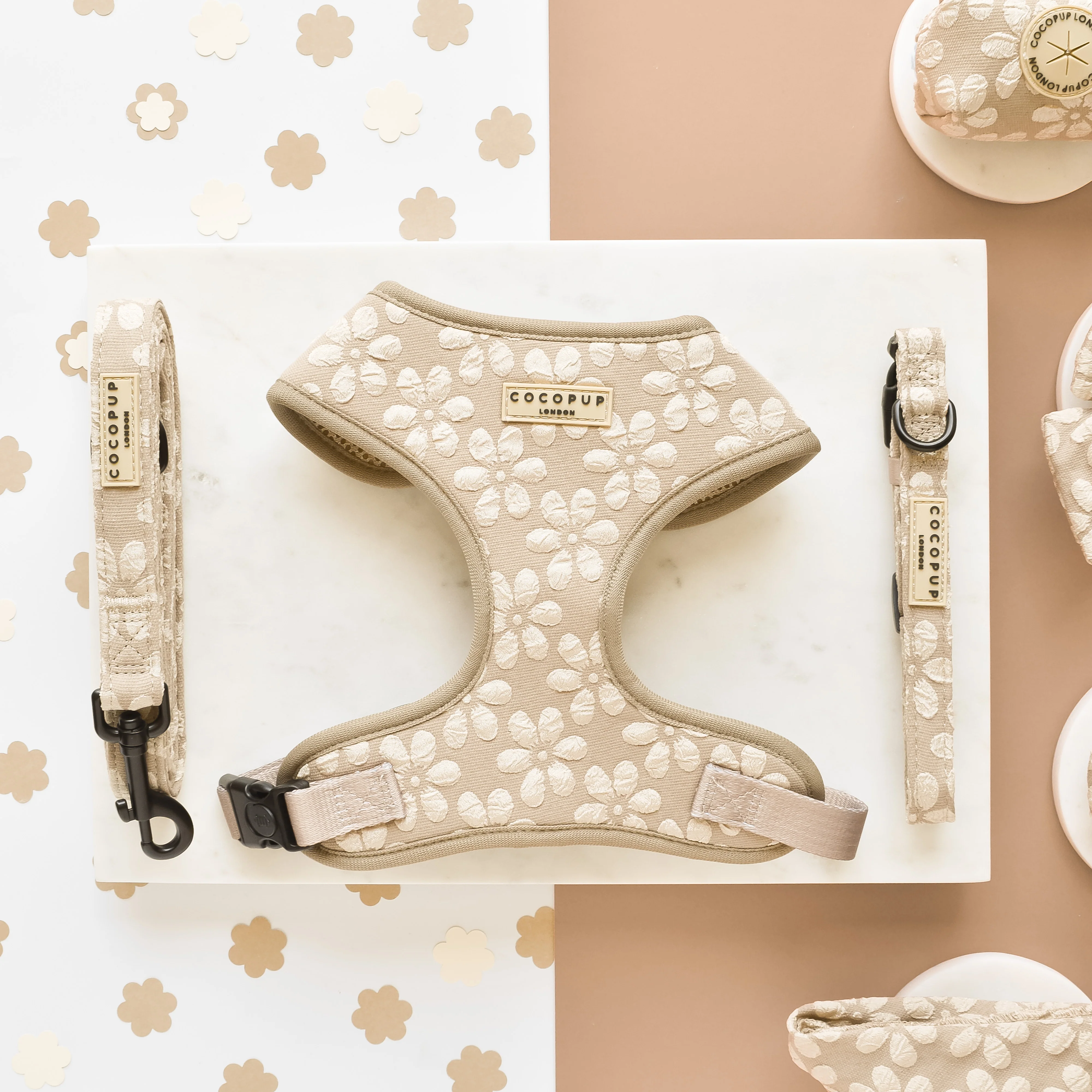 Luxe Adjustable Neck HARNESS - Mocha Flower - Image 4