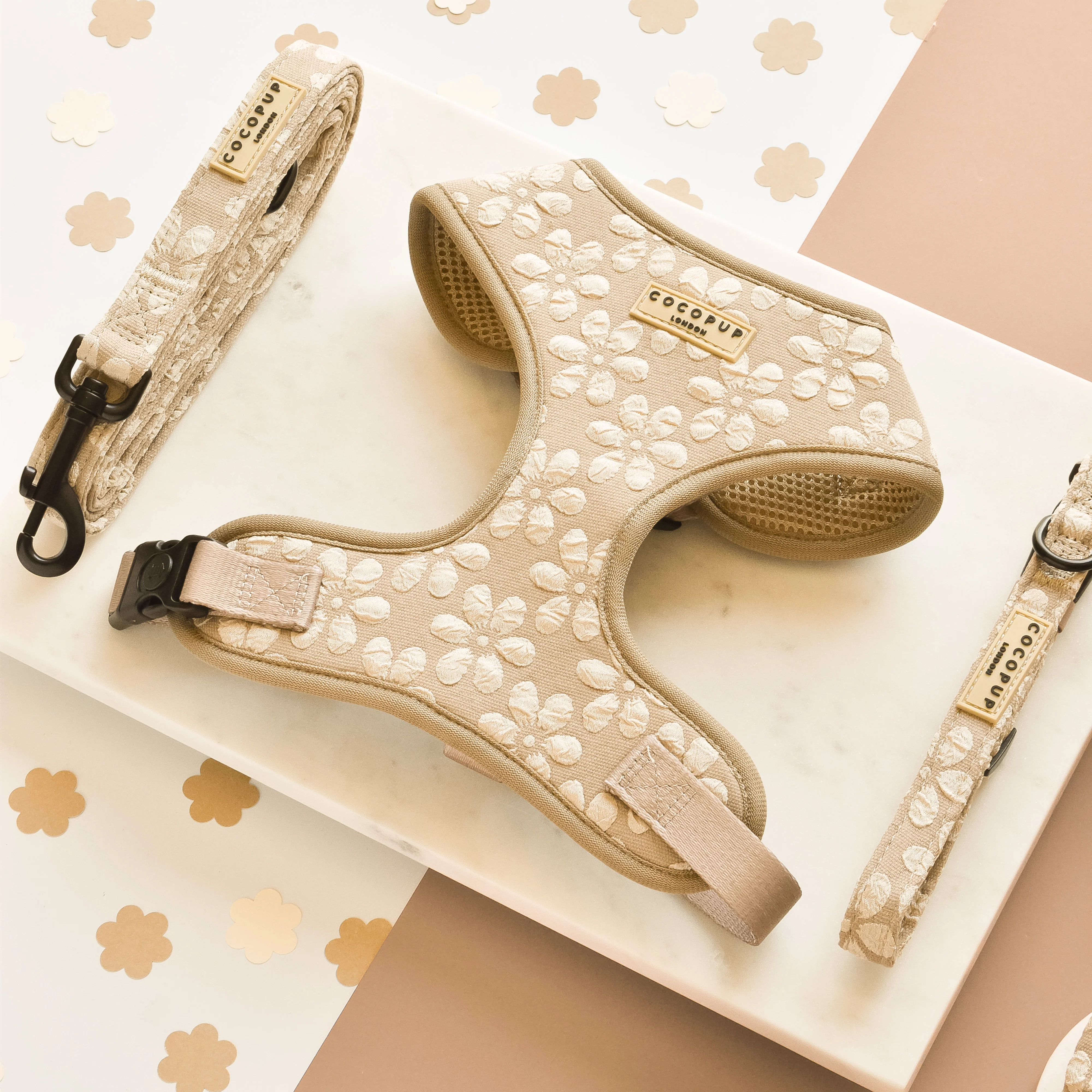 Luxe Adjustable Neck HARNESS - Mocha Flower - Image 5