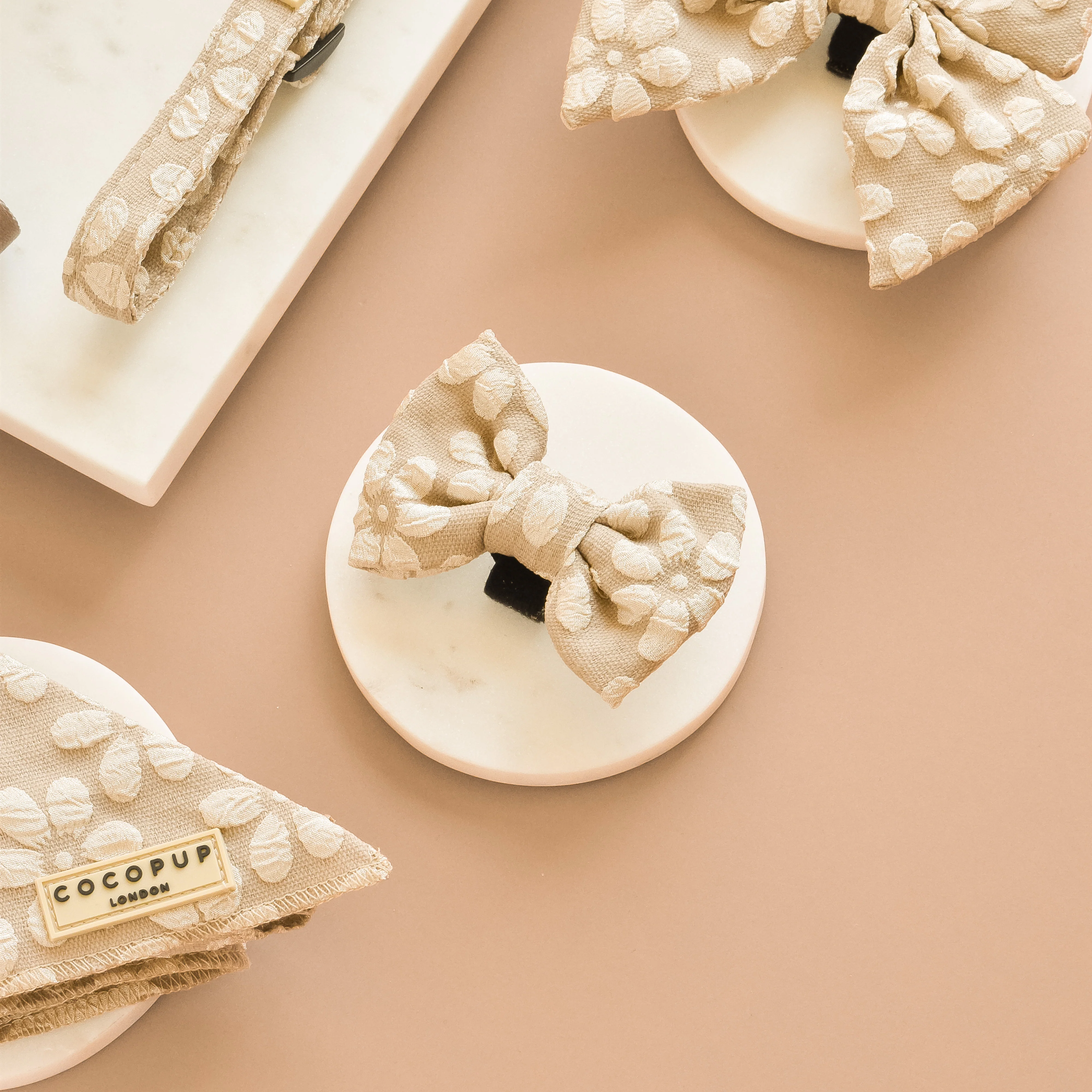 Luxe Bow Tie - Mocha Flower - Image 3