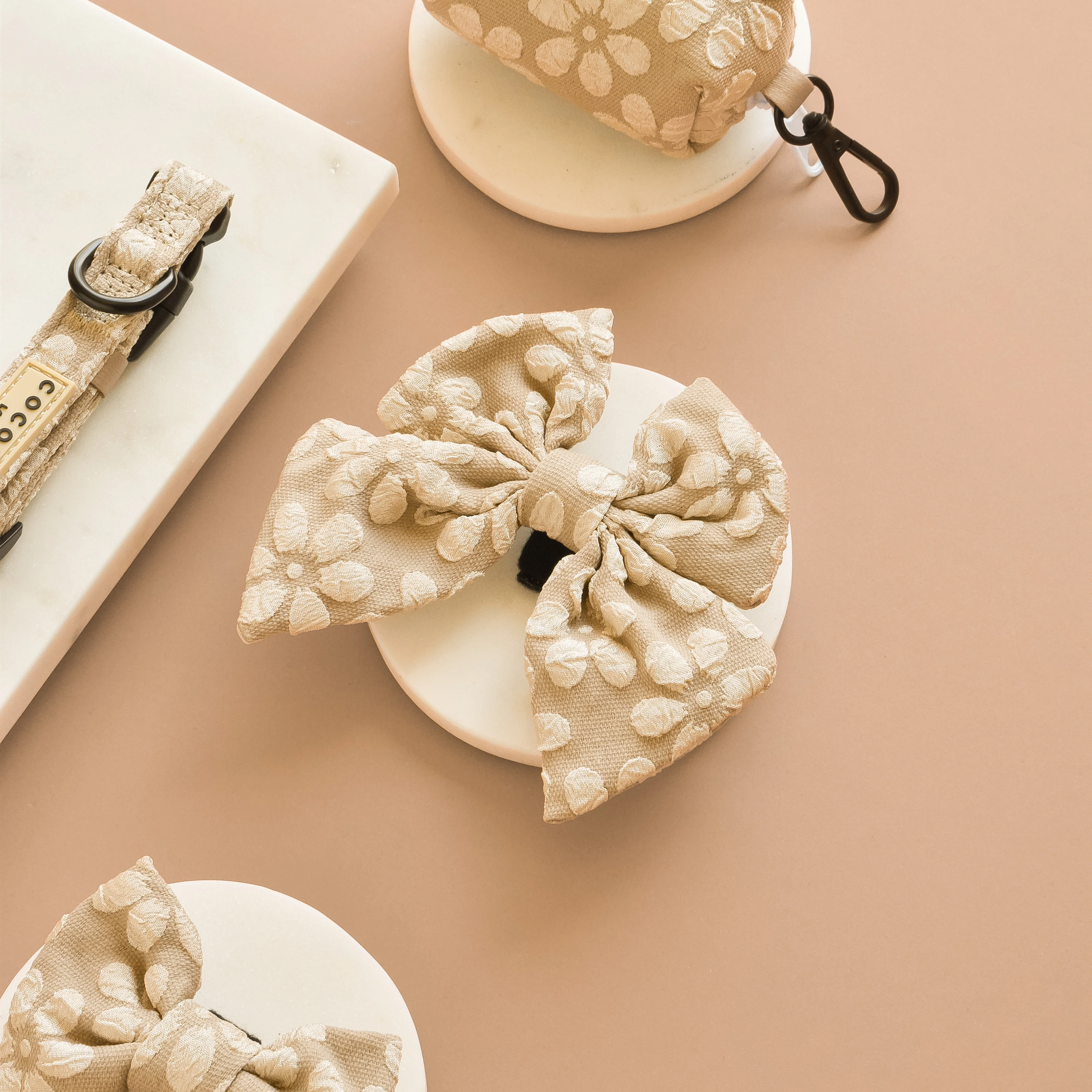 Luxe Sailor Bow Tie - Mocha Flower - Image 3