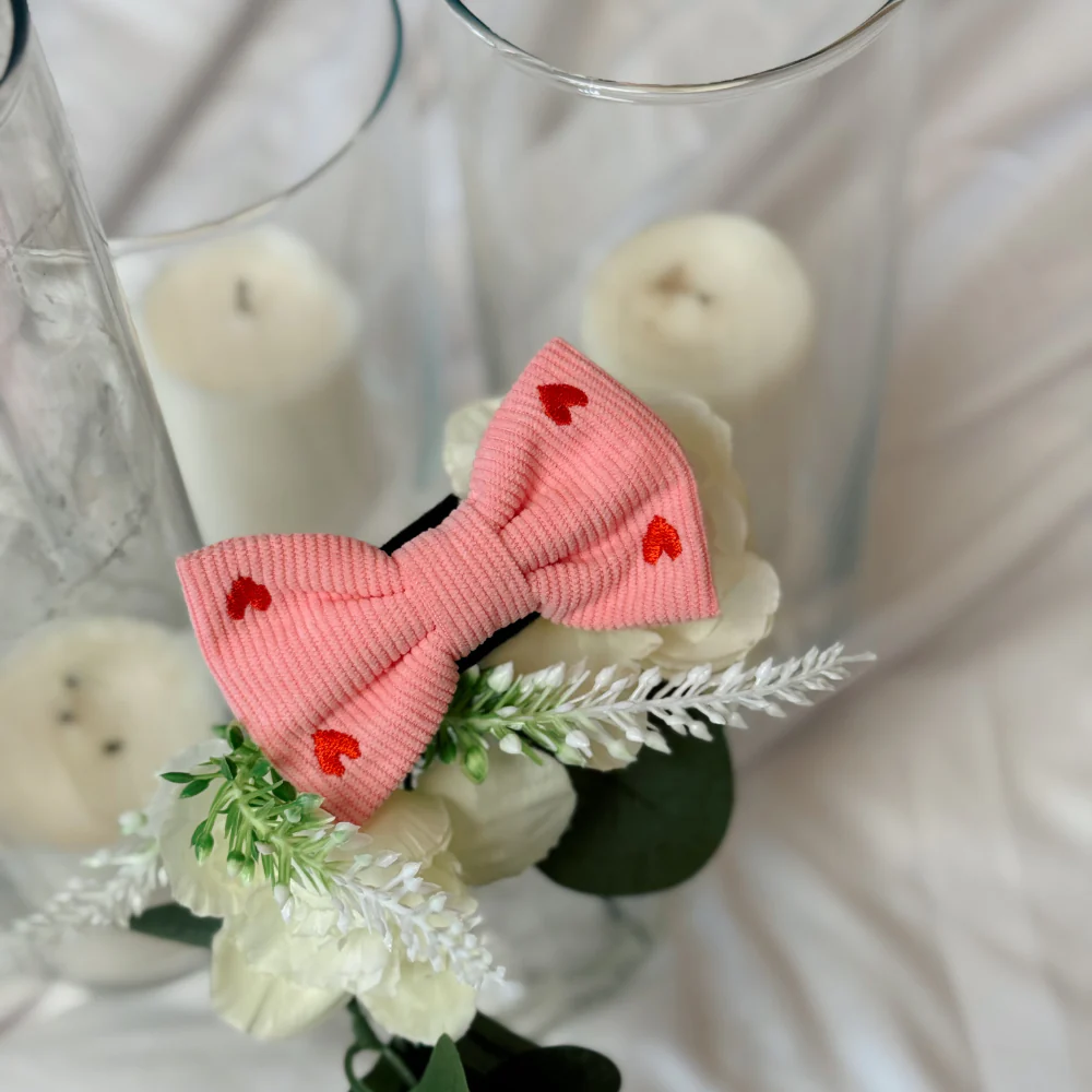 Pink Heartstrings Cord Bow Tie - Image 3