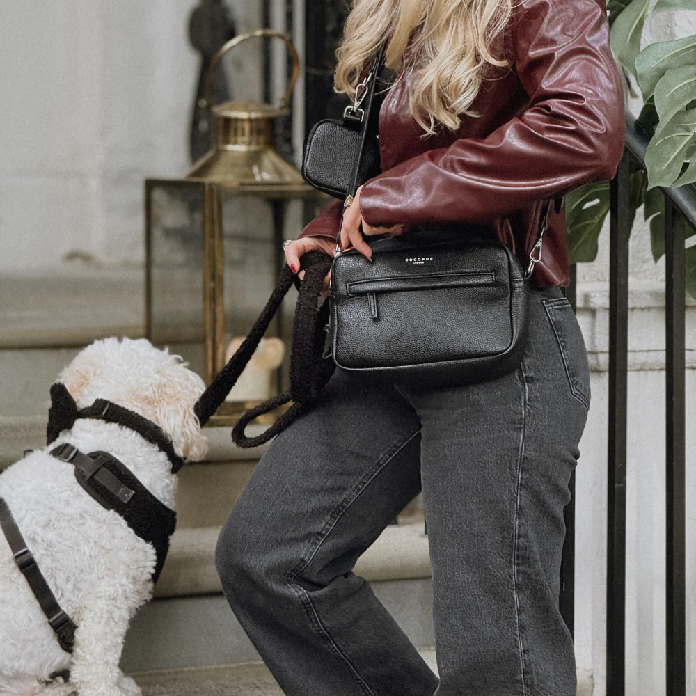 PU Leather Dog Walking Bag Bundle - Black - Image 11