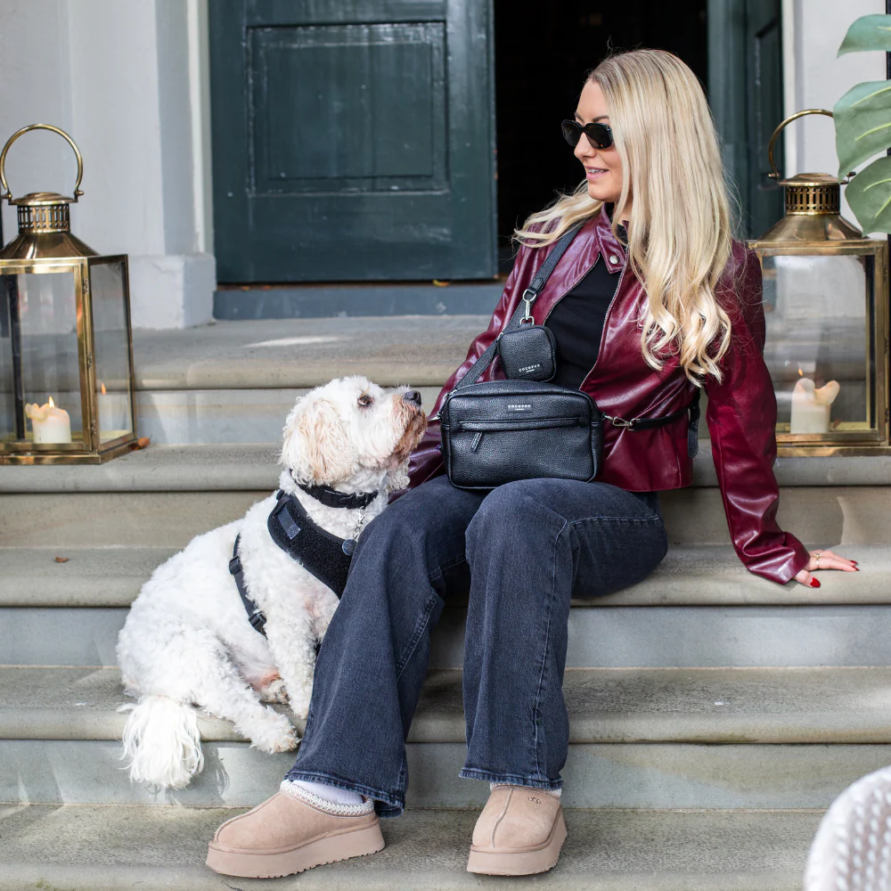 PU Leather Dog Walking Bag Bundle - Black - Image 9